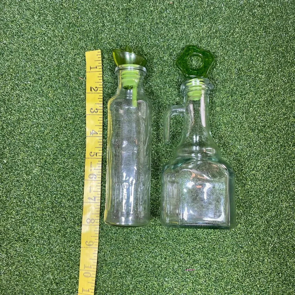 Set of Clear Glass Oil and Vinegar Dispenser Bottles